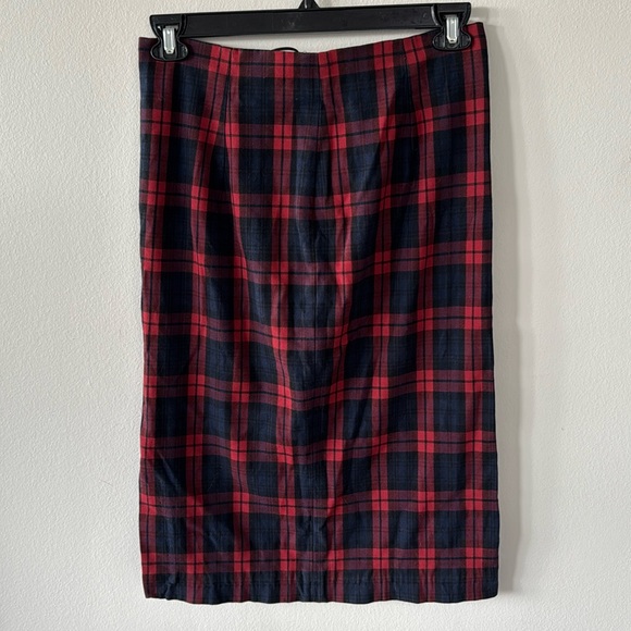 Zara navy and red plaid midi skirt - Picture 1 of 3